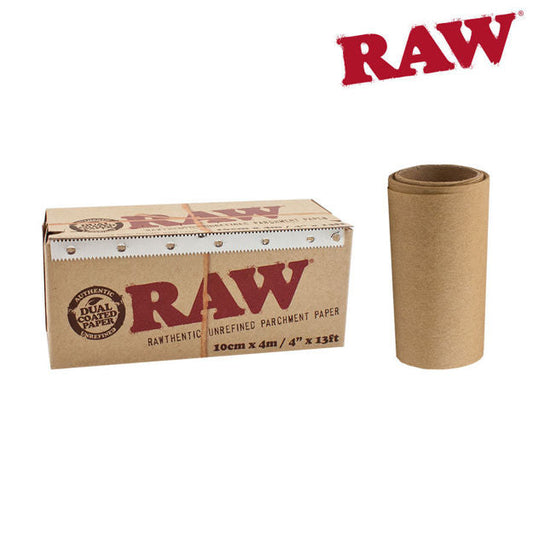 RAW Unrefined Parchment Paper | 100 mm x 4 m (4" x 13') | 12 Pack Box