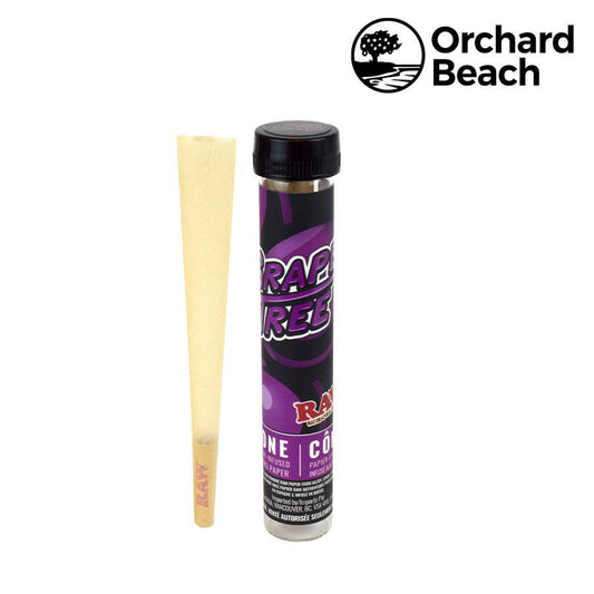 RAW x Orchard Beach | Grape Tree Terpene Infused Pre-Rolled Cone | King Size | 12 Pack Box