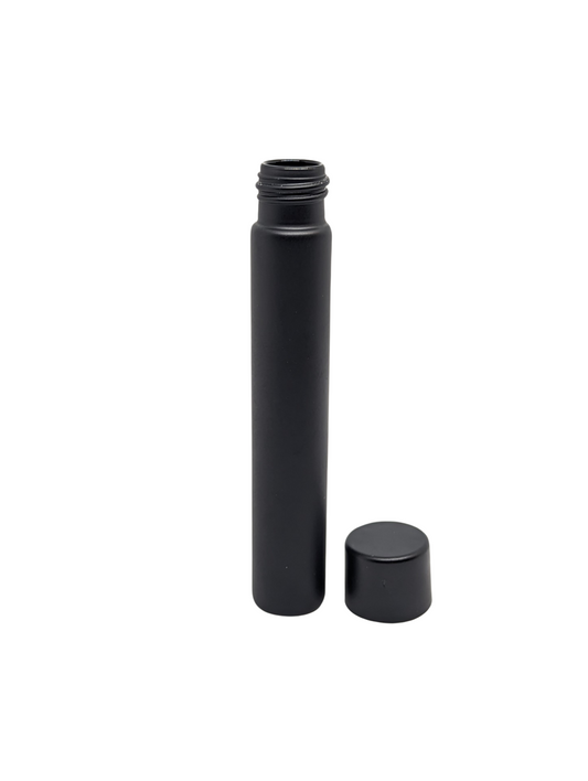 Glass Pre-Roll Tube w/ CR Screw Cap | 115mm | Child Resistant | Matte Black | 100pc Carton