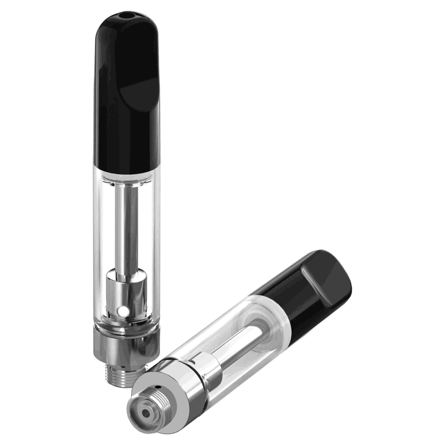 Glass Vaporizer Cartridge /w Ceramic Coil & 2mm hole | Black Tip | 100 Pack