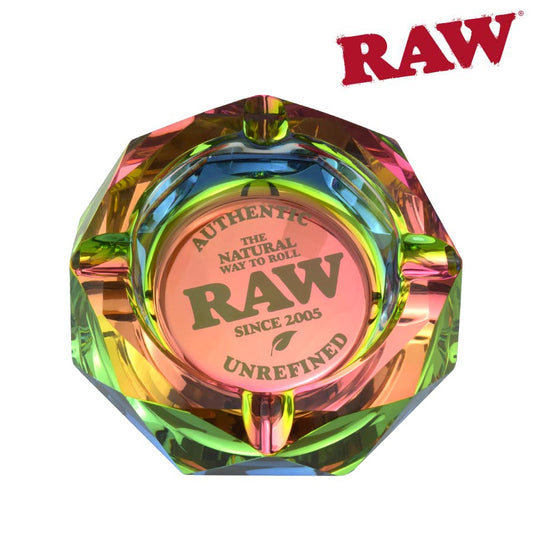 RAW Prism Glass Ashtray Rainbow on table