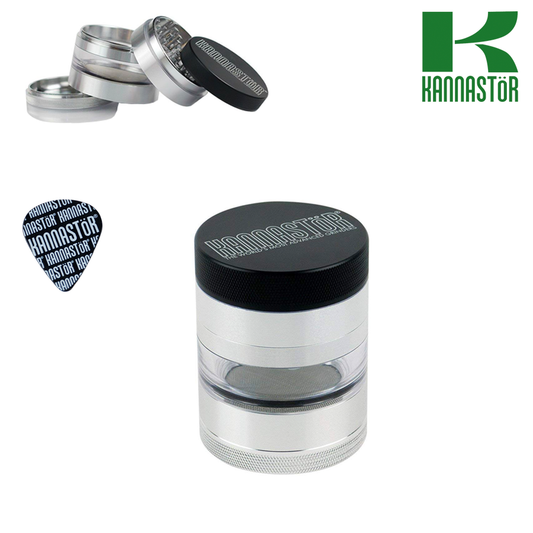 KANNASTÖR Solid Top & Jar Body Grinder | 4 Piece | 2.5" Silver