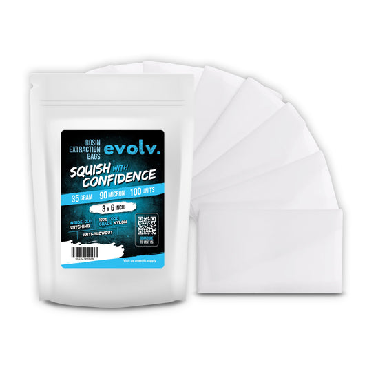 EVOLV Rosin Press Bags | 3" x 6" | 90u Micron | 100pc Pack