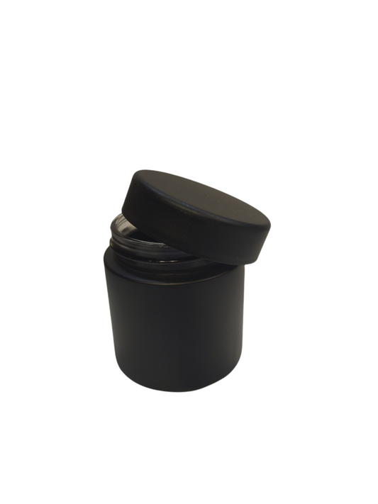 3 oz Glass Jar (Child Resistant) | Matte Black Jar w/ Black Plastic Screw Lid