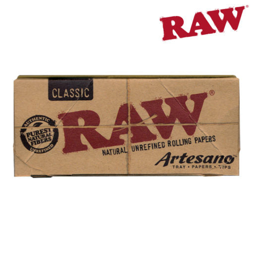 RAW Classic Artesano Papers | Size: King Size Slim | w/ Tray, Papers, Tips | 15 Pack Box