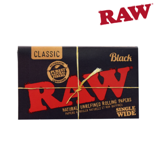 RAW Black Single Wide Double Window Rolling Papers | 25 Pack Box