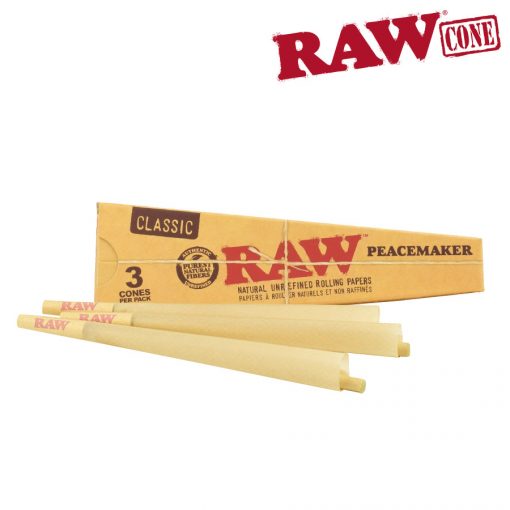 RAW Classic Peacemaker Pre-Rolled Cones | Retail 3 Cone Packs | 16 Pack Box