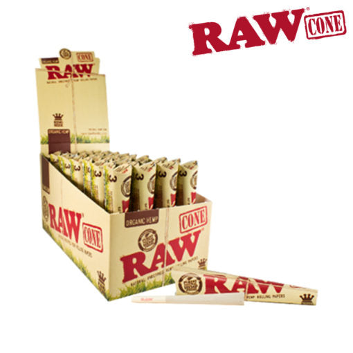 RAW Organic Pre-Rolled Cone King Size | Retail 3 Cone Packs | 32 Pack Box