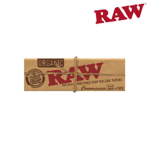 RAW Organic Connoisseur Papers | Size: 1 1/4 | w/ Papers & Tips | 24 Pack Box