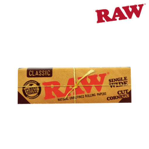 RAW Classic Papers | Size: Single Wide | Cut Corners | 50 Pack Box