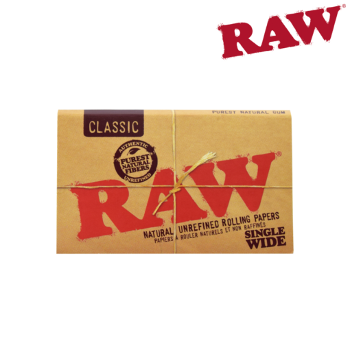 RAW Classic Single Wide Double Window Rolling Papers | 25 Pack Box