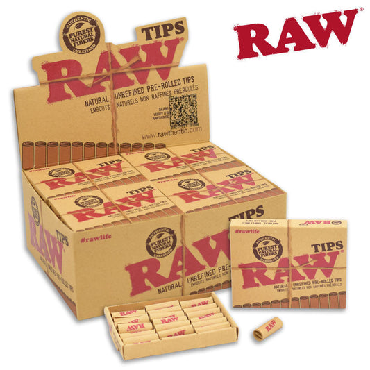 RAW Tips | Pre-Rolled Tips | Regular | Retail 21 Tip Packs | 20 Pack Box