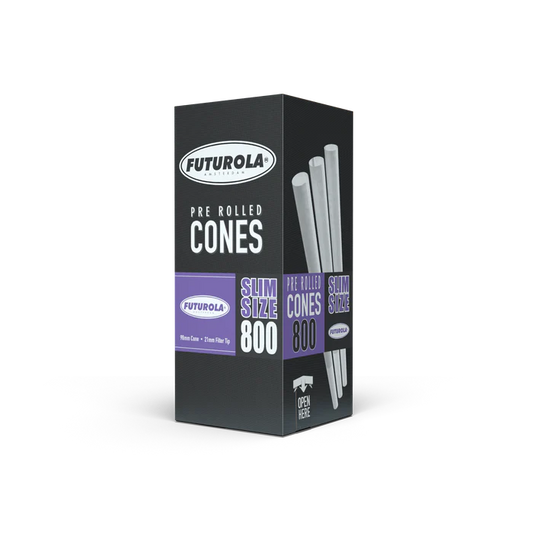 Futurola Classic White Pre-Rolled Cones | Slim Size: 98mm/ 26mm | Standard | 800/Pack | No Logo Tip