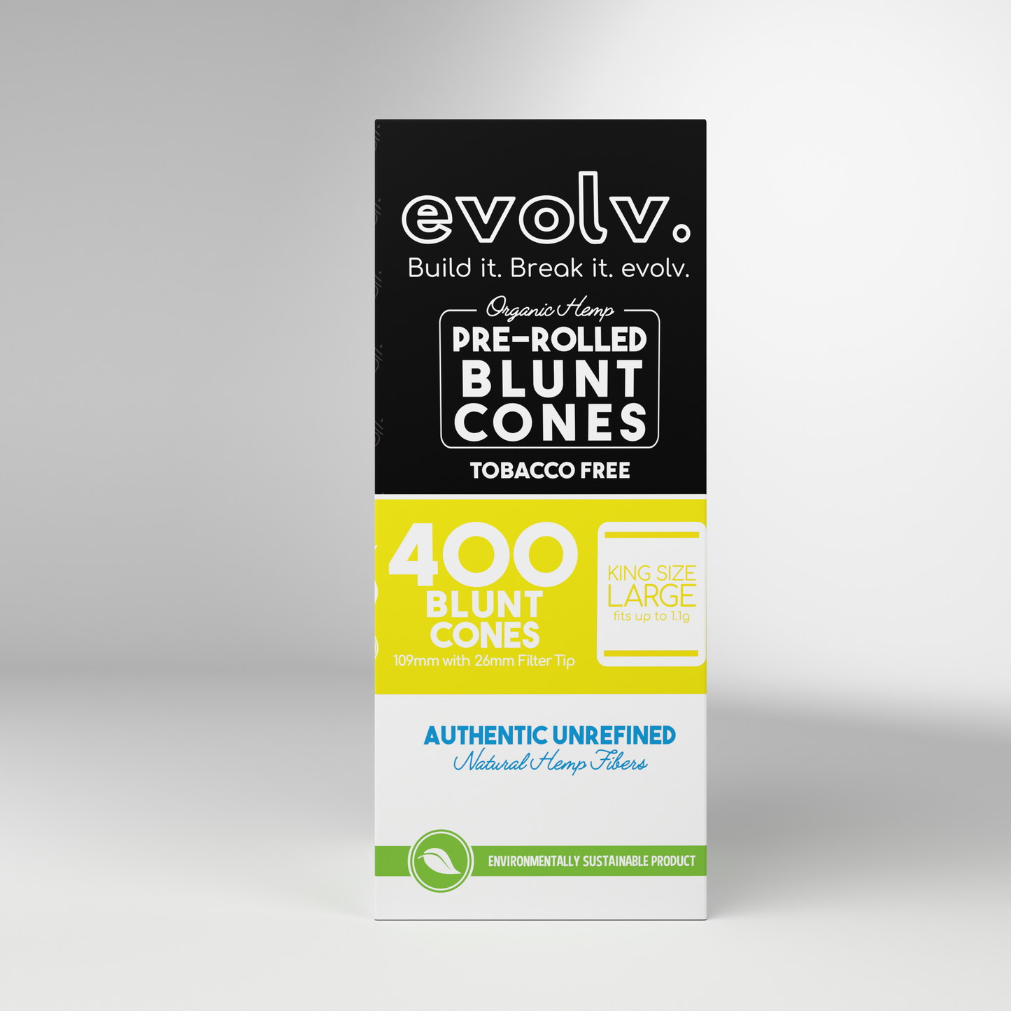 Evolv Pre-Rolled Blunt Cones | King Size: 109mm/ 26mm | 400/Pack