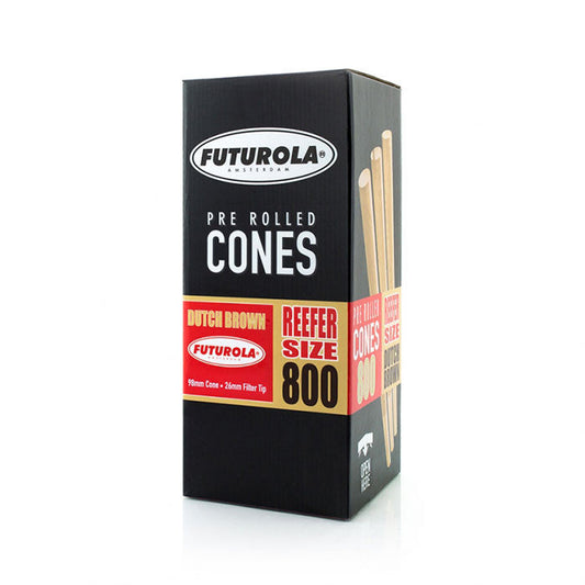 Futurola Dutch Brown Pre-Rolled Cones| Reefer Size: 98mm/ 26mm | Slender | 800/Pack | No Logo Tip